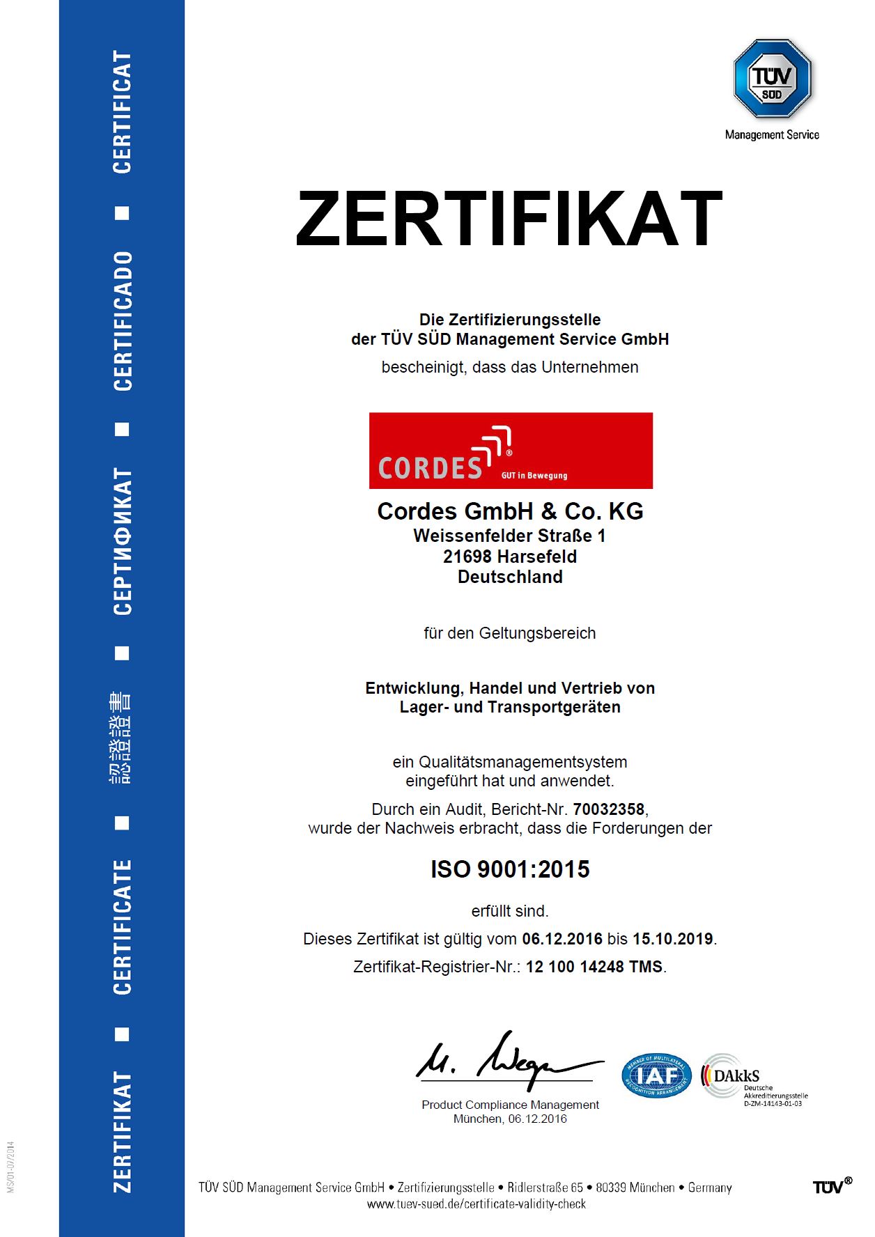 Qualitätszertifikat | Der Massanzug für Ihr Transportgut